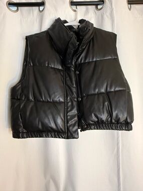 Zara Black Quilted Faux Leather Vest